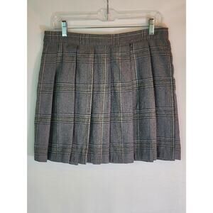 Angel Kiss Gray Pleated Plaid Y2K Schoolgirl Mini Skirt in Womens Size: Large